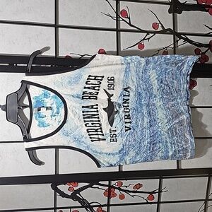 Virginia Beach Memorabilia Blue White Shark Tank Top Size Medium